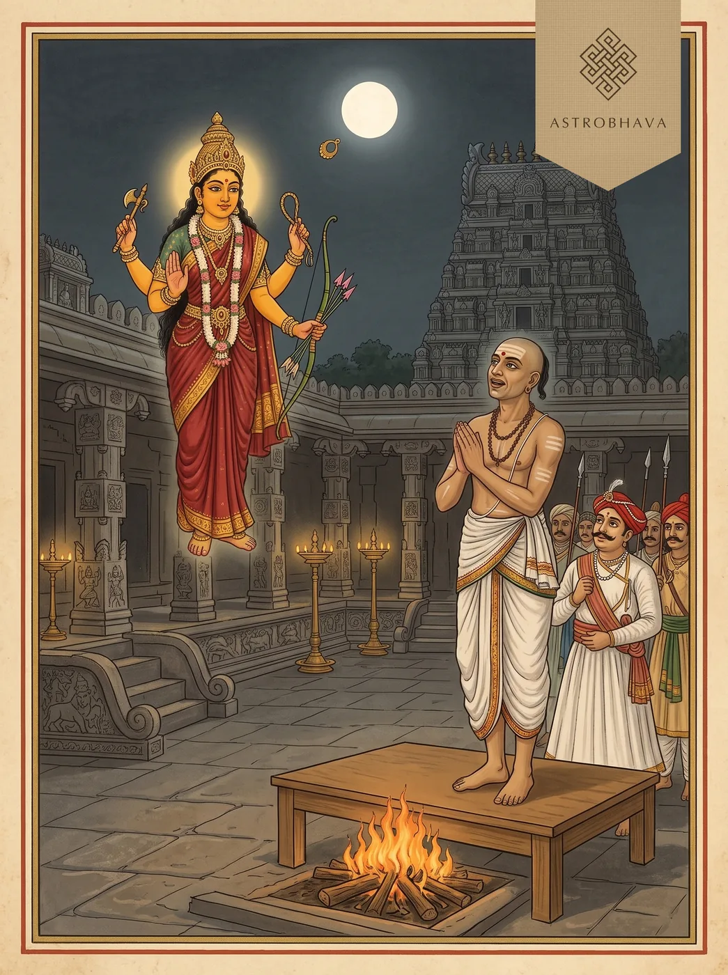 Abhirami Anthathi: Goddess Abhirami flinging her earring into the sky as a full moon as Abhirami Bhattar sings