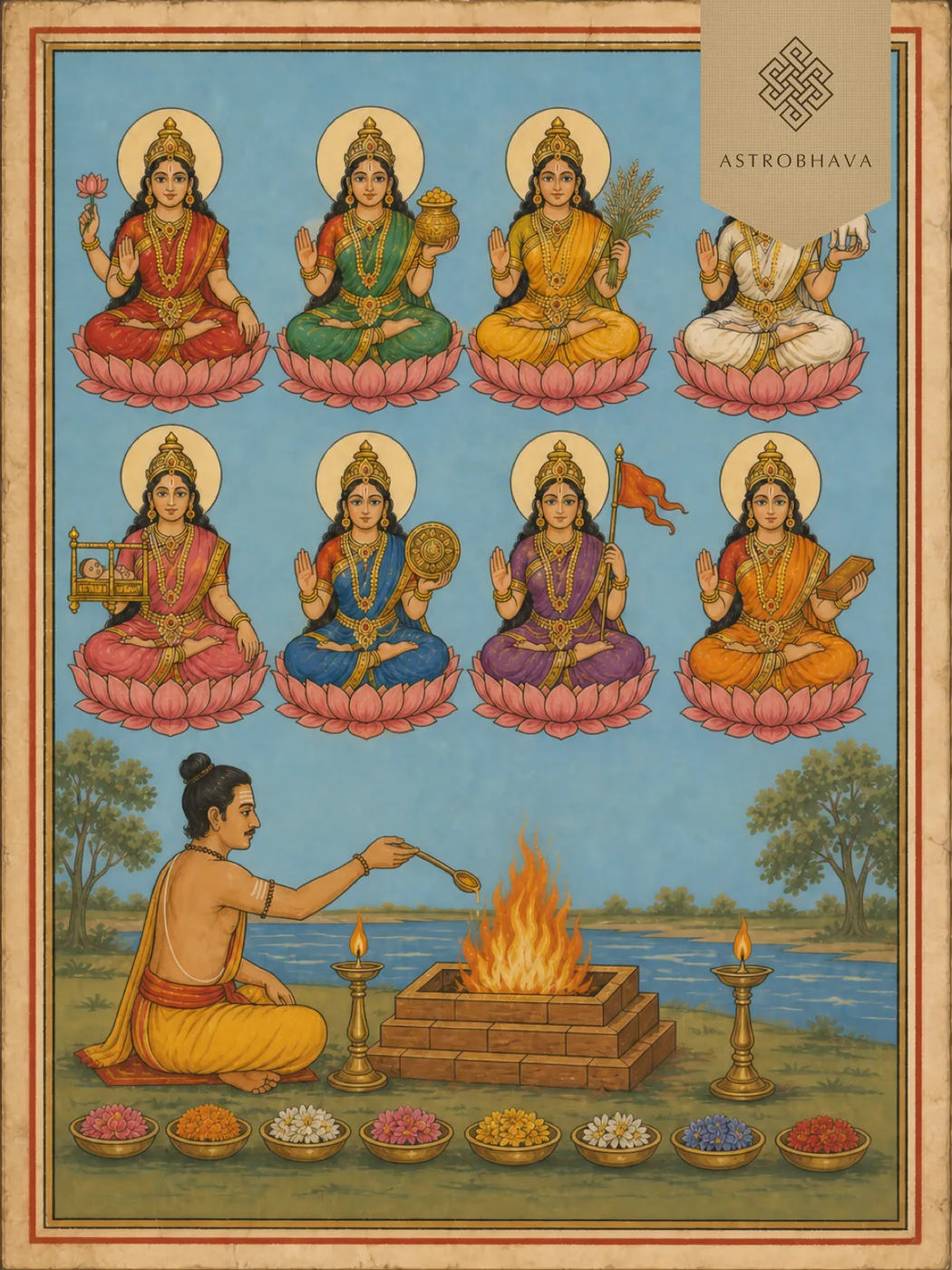 Ashtalakshmi (Mahalakshmi), invoked in the Ashtalakshmi Homa