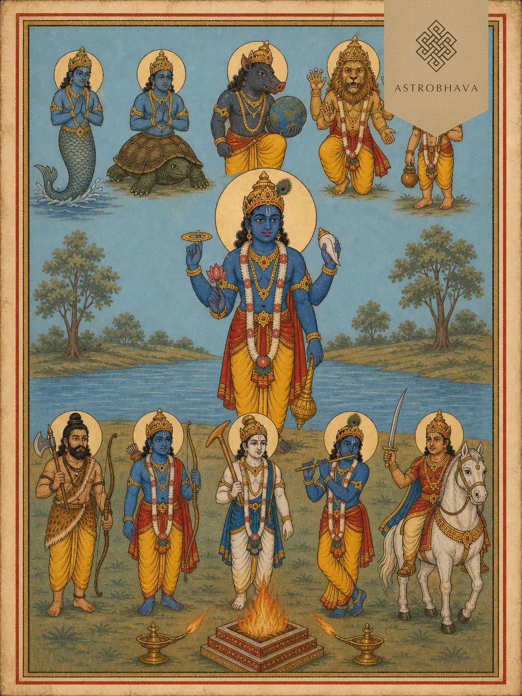 Dasavathara (Vishnu), invoked in the Dasavathara Homa