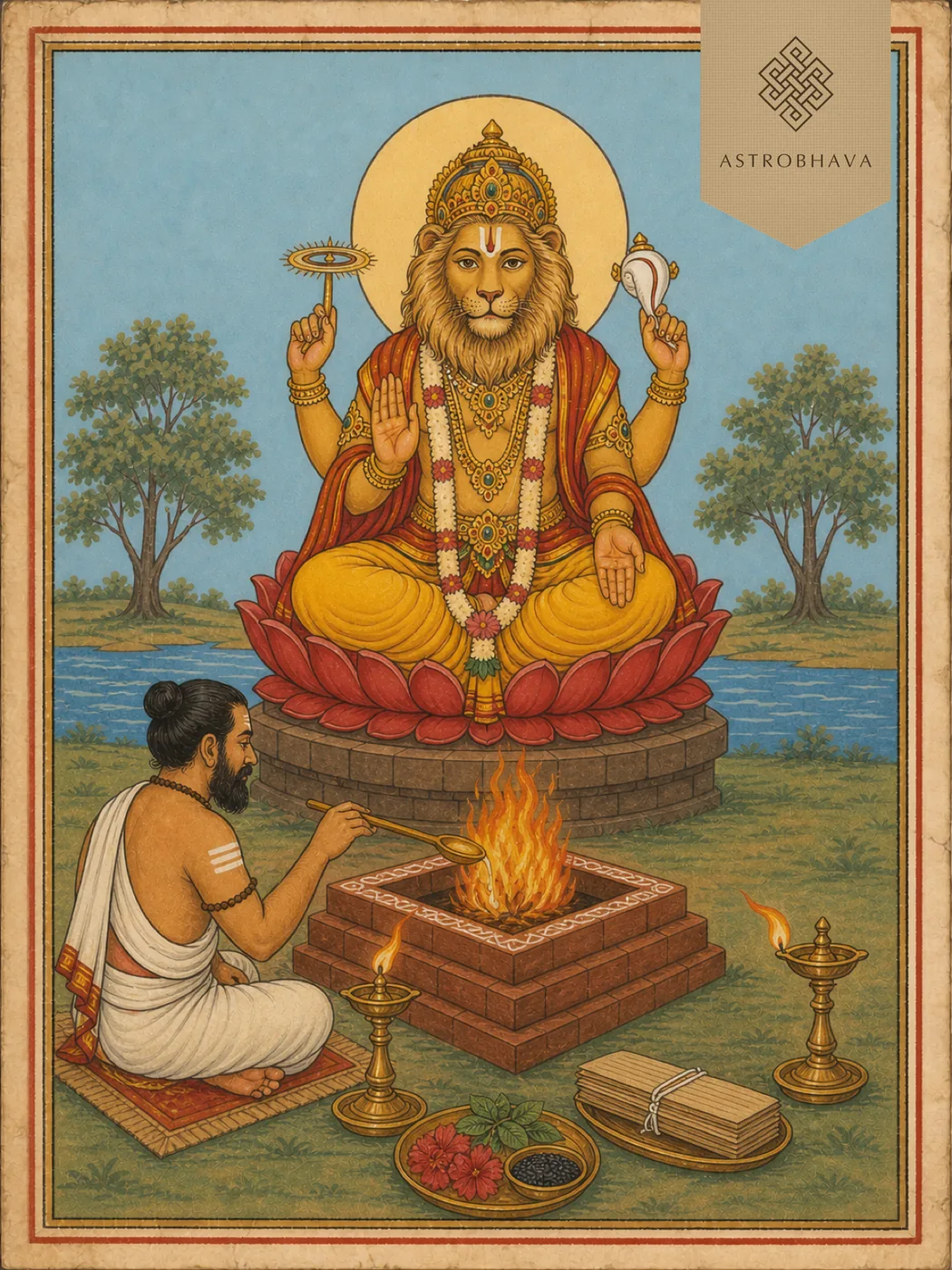 Narasimha, invoked in the Runa Vimochana Narasimha Homa