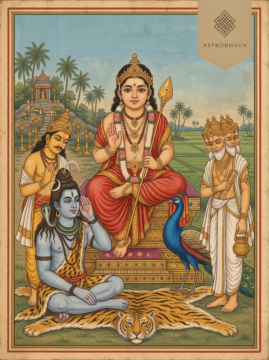 Subramanya Karavalamba Stotram (Subramanya Ashtakam): boy Murugan as Swaminatha teaching Om to Shiva