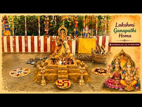 Priests performing the Lakshmi Ganapathi Homa at AstroBhava's Yagna Ashram