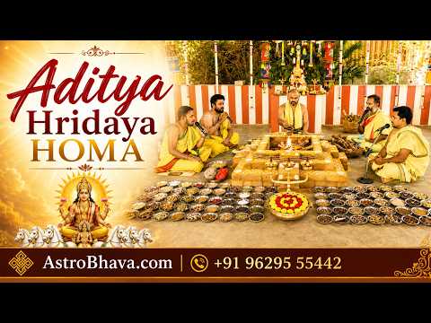 Priests performing the Aditya Hridaya Homa at AstroBhava's Yagna Ashram