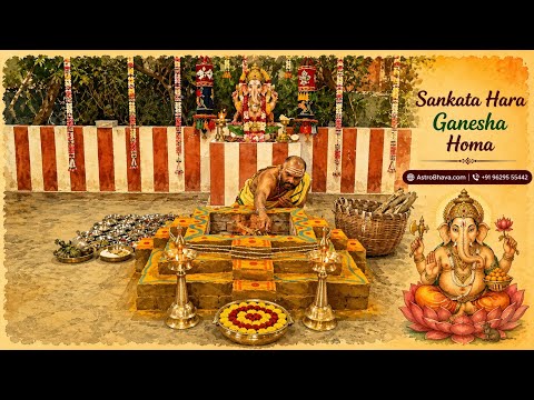 Priests performing the Sankata Hara Ganesha Homa at AstroBhava's Yagna Ashram