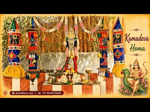 Priests performing the Kamadeva Homa at AstroBhava's Yagna Ashram