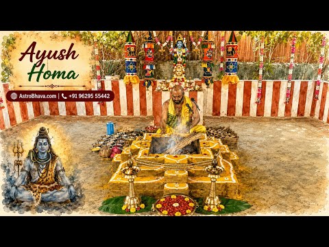 Priests performing the Ayush Homa at AstroBhava's Yagna Ashram