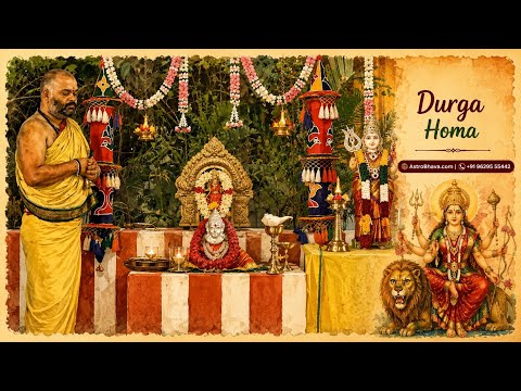 Priests performing the Durga Homa at AstroBhava's Yagna Ashram
