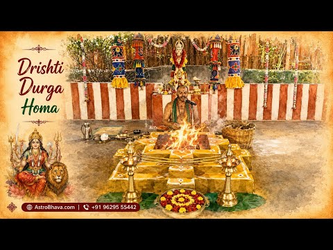 Priests performing the Drishti Durga Homa at AstroBhava's Yagna Ashram