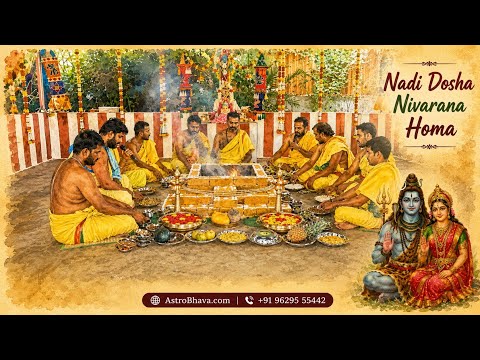 Priests performing the Nadi Dosh Nivaran Homa at AstroBhava's Yagna Ashram