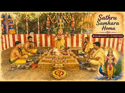 Priests performing the Sathru Samhara Homa at AstroBhava's Yagna Ashram