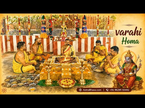 Priests performing the Varahi Homa at AstroBhava's Yagna Ashram