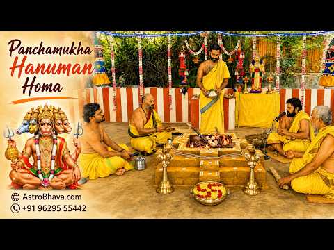 Priests performing the Panchamukha Hanuman Homa at AstroBhava's Yagna Ashram
