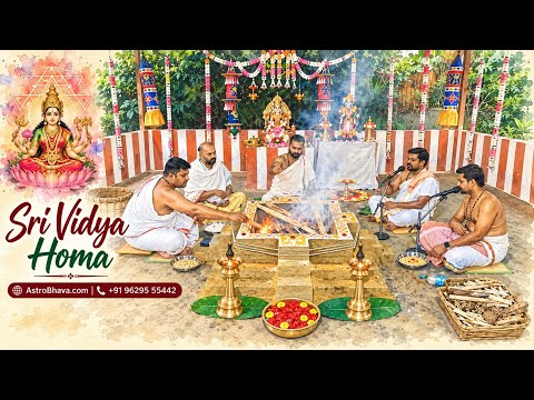 Priests performing the Sri Vidya Homa at AstroBhava's Yagna Ashram