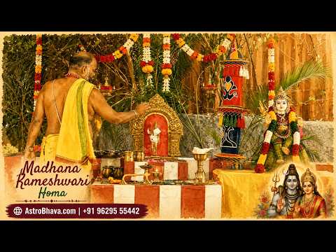 Priests performing the Madhana Kameshwari Homa at AstroBhava's Yagna Ashram