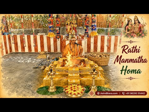 Priests performing the Rathi Manmatha Homa at AstroBhava's Yagna Ashram