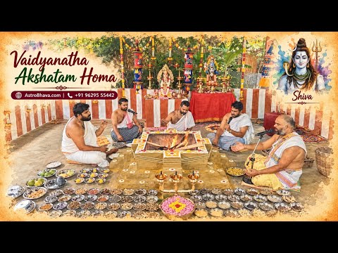 Priests performing the Vaidyanatha Ashtakam Homam at AstroBhava's Yagna Ashram