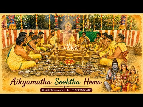 Priests performing the Aikyamatha Sooktha Homa at AstroBhava's Yagna Ashram