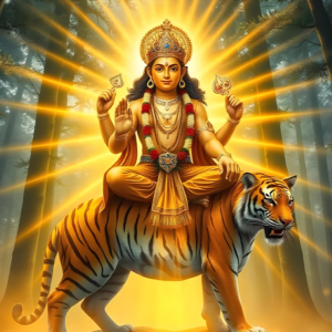 Sacred image of Lord Ayyappa surrounded by light